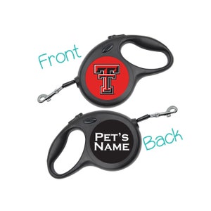 Texas Tech Red Raiders Retractable Dog Walking Leash | Officially Licensed | Personalized for Your Pet