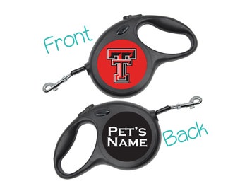 Texas Tech Red Raiders Retractable Dog Walking Leash | Officially Licensed | Personalized for Your Pet