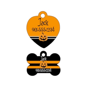 Halloween Pumpkin Pet Id Tag for Dogs and Cats Personalized w/ Name & Number