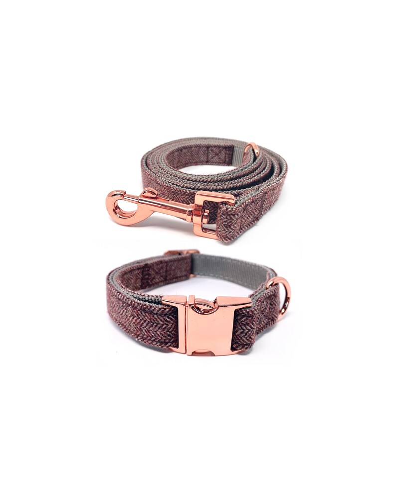 Rose Gold Collar and Leash Set Deep Merlot Red Nylon Collars Etsy