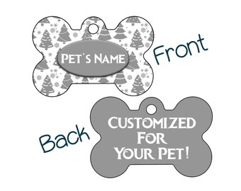 Kerstboom | 2-zijdige Pet Id Dog Tag | Gepersonaliseerd voor uw huisdier