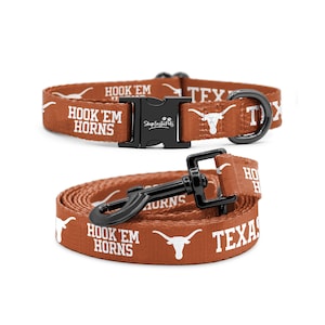 Texas Longhorns Adjustable Dog Collar & Leash Set | Officially Licensed | Fits all Pets!