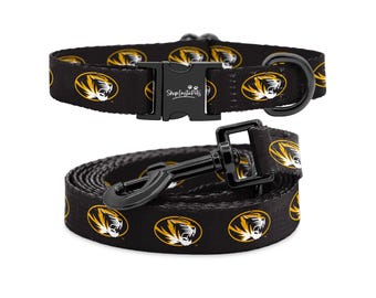 Missouri Tigers Adjustable Dog Collar and Leash Set | Officially Licensed | Fits all Pets!