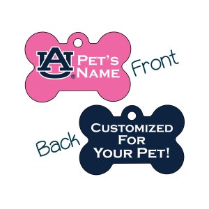 Auburn Tigers 2-Sided Pink Pet Id Dog Tag | Officially Licensed | Personalized for Your Pet