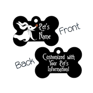 Zero | Nightmare Before Christmas | Disney 2-Sided Pet Id Dog Tag | Personalized for your Pet