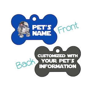 R2D2 / Star Wars 2-Sided Pet Id Etiqueta de perro / Personalizado para su mascota