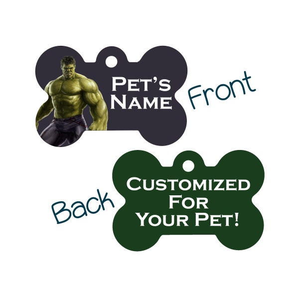 Hulk | Marvel 2-Side Pet Id Dog Tag | Personnalisé pour votre animal de compagnie