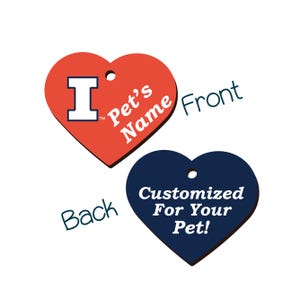 Medaglietta identificativa per cani e gatti dell'Illinois Fighting Illini / Con licenza ufficiale / Personalizzata per il tuo animale domestico