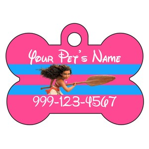 Disney Moana Pet Id Dog Tag Personalized w/ Your Pet&#39;s Name and Number