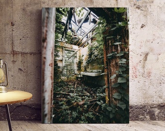 blue interior print fine art photograph Abandoned asylum derelict building art wall art print