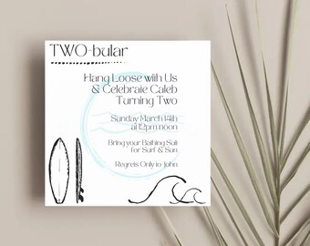 TWO-bular Surfer Birthday Invitation, Customizable Second Birthday (Digital Download)