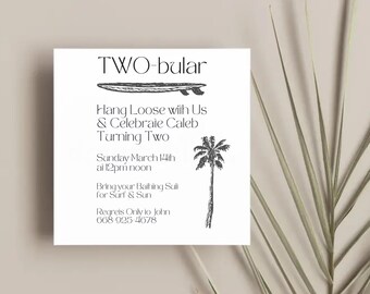 TWO-bular Surfboard 2nd Birthday Party Invitation (Digital Download)