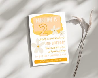 Daisy 2nd Birthday Invitation, Customizable Party Invite (Digital Download)