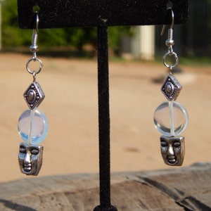 Opalite Earrings with Buddha Face