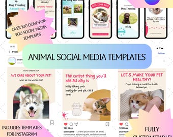 Pet Social Media Templates | Animal Instagram Templates