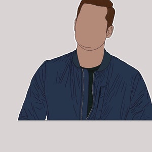 May include: A man wearing a dark blue bomber jacket.