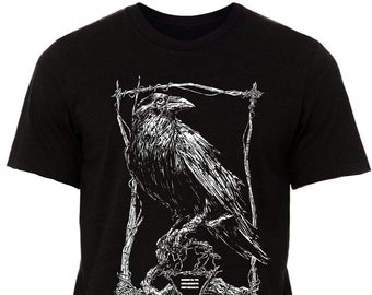 raven shirt, unisex raven shirt, raven t shirt, goth shirt, crow, witch, occult tee, occult shirt, gothic shirt, Nat Jones, raven