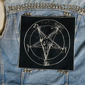 Satanic White, back patch, canvas patch, cotton patch, fabric patch, punk patch, battle vest, satan, baphomet, pentacle, Lucifer, witchcraft