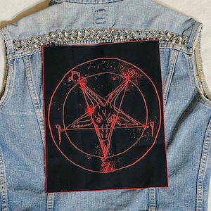Satanic red, back patch, canvas patch, cotton patch, fabric patch, punk patch, battle vest, satan, baphomet, pentacle, Lucifer, witchcraft