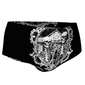 American Gothic, mini shorts, occult clothing, skeletons, skeleton booty shorts, booty shorts, shot shorts, skull, occult clothing, gothic image 5
