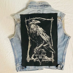 Raven, back patch, raven patch, canvas back patch, cloth patch, canvas patch, goth patch, punk, patch, diy, crow patch, raven, gothic, patch