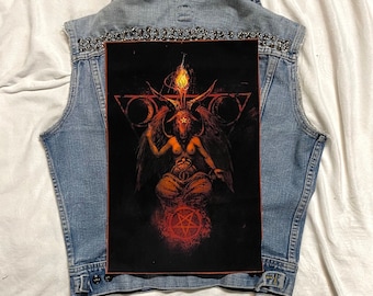Parche trasero Hell Fire, parche trasero, parche trasero baphomet, parche baphomet, parche satánico, oculto, parche de lona, parche de tela, parche de tela,