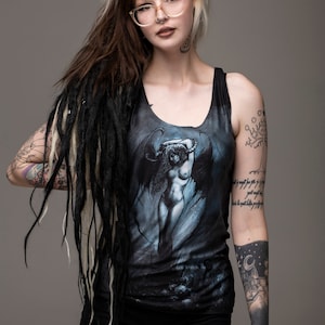 Succubus tank, Succubus shirt, occult fashion, witchcraft, satanic temple, goth, fitted tank, demon, angel, Lilith, Occult clothing, goth