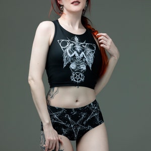 Baphomet, swimwear, satanic swimsuit, swim, skull, pentacle, active wear, nugoth, occult, gothic, swim set, swimwear, goth, punk, witchcraft