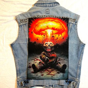 Kaboom, back patch, canvas patch, back patch, punk patch, DIY, battle vest, goth, witchcraft, cloth patch, Adam bomb, garbage pail kids