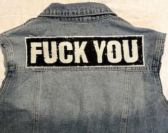 Fick dich, Banner Aufnäher, Canvas Rücken Aufnäher, Stoffaufnäher, vögeln Aufnäher, DIY, punk Aufnäher, vögeln, Rebel, Rebellion, punk, vögeln