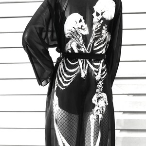 Black Kimono, Skeleton Lovers Kimono, Eternal Embrace, Skeleton Robe ...