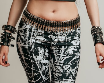 666 leggings, baphomet, satanic leggings, Satan, devil, hell, Lucifer, occult leggings, occult, Satanic Temple, Baphomet, Nat Jones, witch