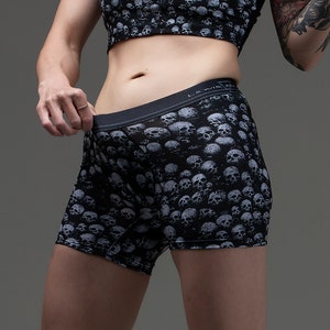 Skulls boxers, skulls, mens boxers, mens underwear, skull, boxer shorts, fitted boxers, goth men, boxers, boxer shorts, goth boxers, gothic