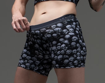 Skulls boxers, skulls, mens boxers, mens underwear, skull, boxer shorts, fitted boxers, goth men, boxers, boxer shorts, goth boxers, gothic