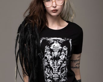 666, womens tee, womens shirt, occult tee, satanic tee, goth tee, gothic tee, satan, Lucifer, black tee, witchcraft, witch, devil, evil tee