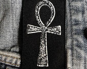 ankh patch, Egyption patch, occult badge, gothic patch,small patch, embroidery patch, embroidered patch, metal patch, death
