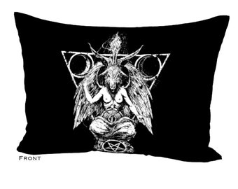 Baphomet Pillow Sham, baphomet, almohada baphomet, funda de almohada, almohada satánica, satánica, satanás, Lucifer, ropa de cama oculta, ropa de cama baphomet,