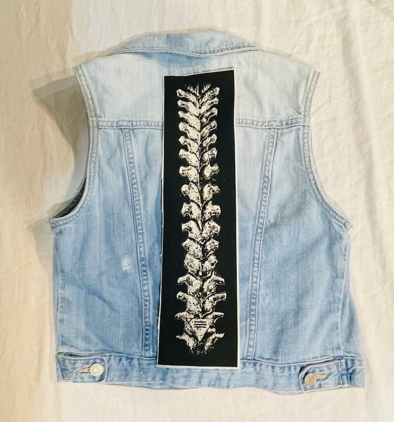 spine back patch, spinal column, skeleton patch, bones patch, cloth patch, badge, back patch, canvas back patch, skeletons, goth, goth patch image 5