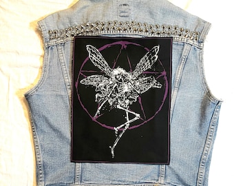 Skeleton Fairy, back patch, canvas patch, back patch, punk patch, DIY, battle vest, goth, witchcraft, cloth patch, fairy, pixie, witchy
