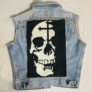 goth skull, back patch, skull patch, canvas back patch, cloth patch, canvas patch, goth patch, punk, patch, diy, patches, raven, gothic,