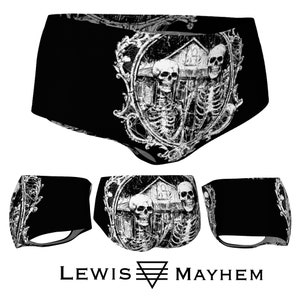 American Gothic, mini shorts, occult clothing, skeletons, skeleton booty shorts, booty shorts, shot shorts, skull, occult clothing, gothic image 7