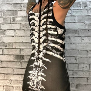 Ribcage, fitted tank, ribcage shirt, spine shirt, spine, occult clothing, skeleton, ribcage tee, bones, skeleton shirt, skeleton tank, goth