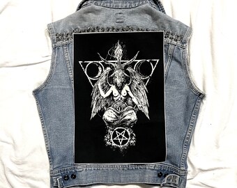 Baphomet back patch, canvas back patch, cloth patch, satanic patch, satanic back patch, baphomet, satanic, satan, diy, punk patch, as above