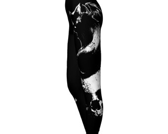 black cat leggings, Mina leggings, occult leggings, Nat Jones, Bat Cat, bat cat leggings, black cat, cat leggings, cat clothes, skull, witch