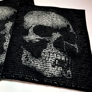 Binärer Totenkopf Aufnäher, Patch, Code, Schädel Aufnäher, Cyber, Cyber Punk, Cyber Goth, DIY, Punk Patch, Schädel, Patches, Leinwand Bild 7