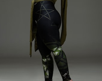 green witch leggings, green witch, leggings, pagan, witchcraft, Wicca, pagan clothing, yoga leggings, yoga, occult clothing, yoga tights