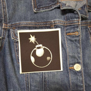 Bomb , patch, canvas patch, cloth patch, Bomb  patch, weapon patch, diy, punk patch, kaboom , rebel, rebellion, punk, riot