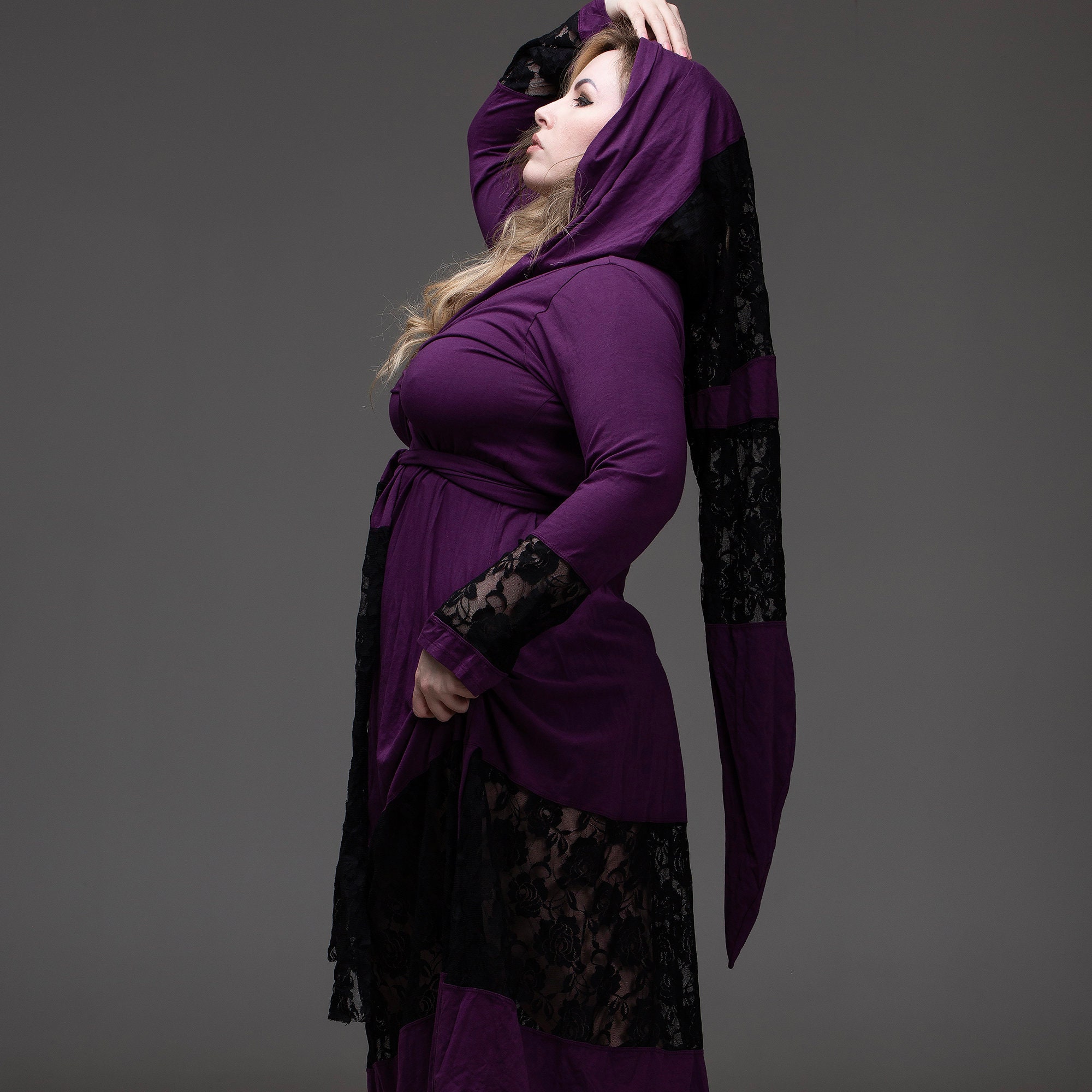 Purple Goddess Robe Hooded Dress Loose Dress Wiccan Robe Etsy Canada