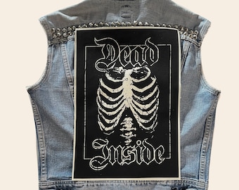 dead inside, back patch, cloth patch, ribcage patch, punk, goth, DIY, battle vest, gothic, goth patch, gothic patch, nugoth, nugoth patch