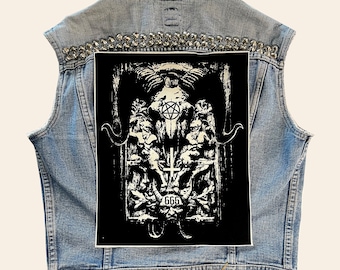 666, back patch, XL canvas patch, back patch, punk patch, DIY, battle vest, witchcraft, cloth patch, satanic, ram skull, baphomet, satan
